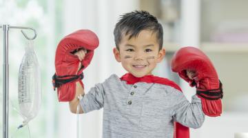 child with gloves