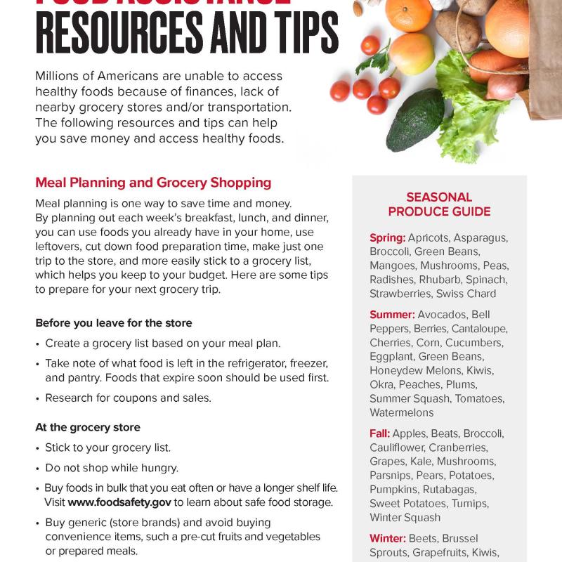 Food Assistance Resources and Tips