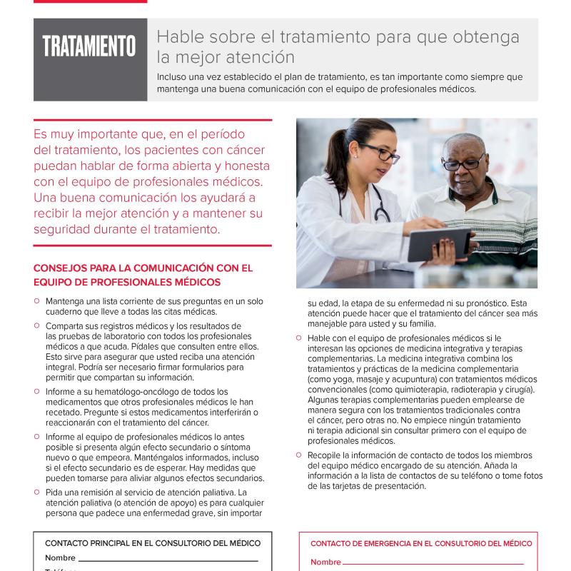 Comunicación con el equipo de profesionales médicos: tratamiento