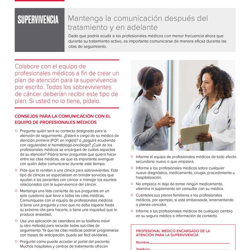 Comunicación con el equipo de profesionales médicos: supervivencia