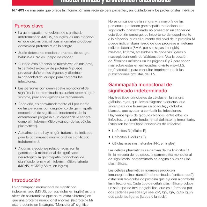 Gammapatía monoclonal de significado indeterminado y afecciones relacionadas
