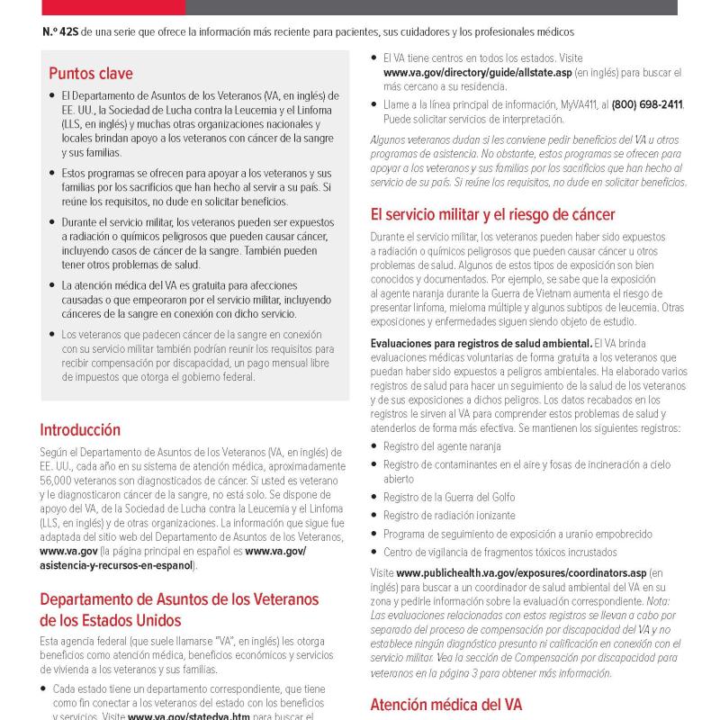 Los veteranos y el cáncer de la sangre: recursos y apoyo