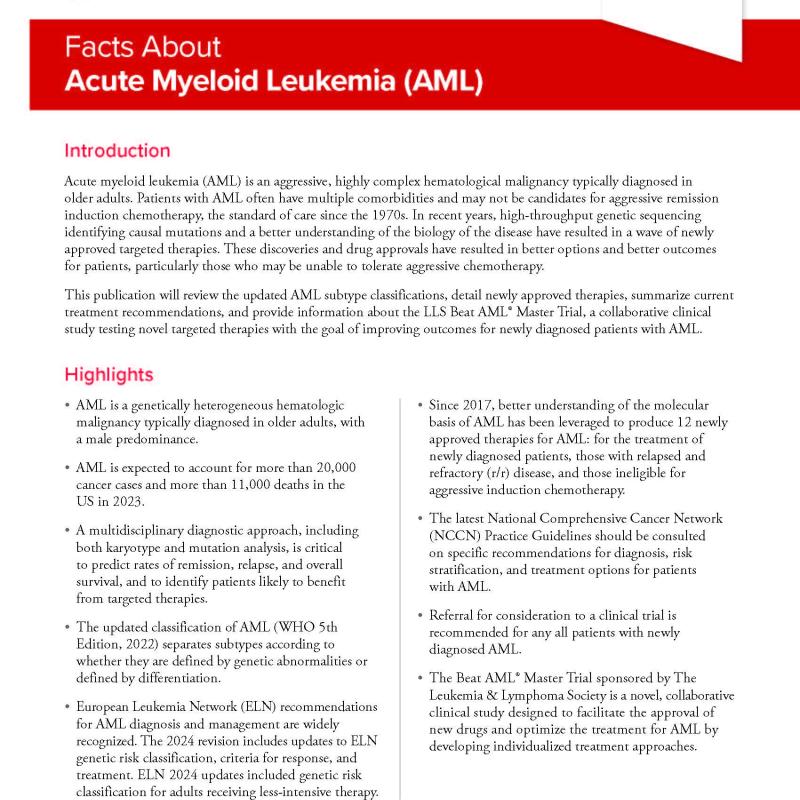 Facts About Acute Myeloid Leukemia (AML)