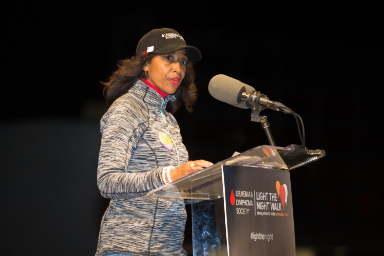 Jennifer sharing her story at Light The Night in 2016. Jennifer sharing her story at Light The Night in 2016.