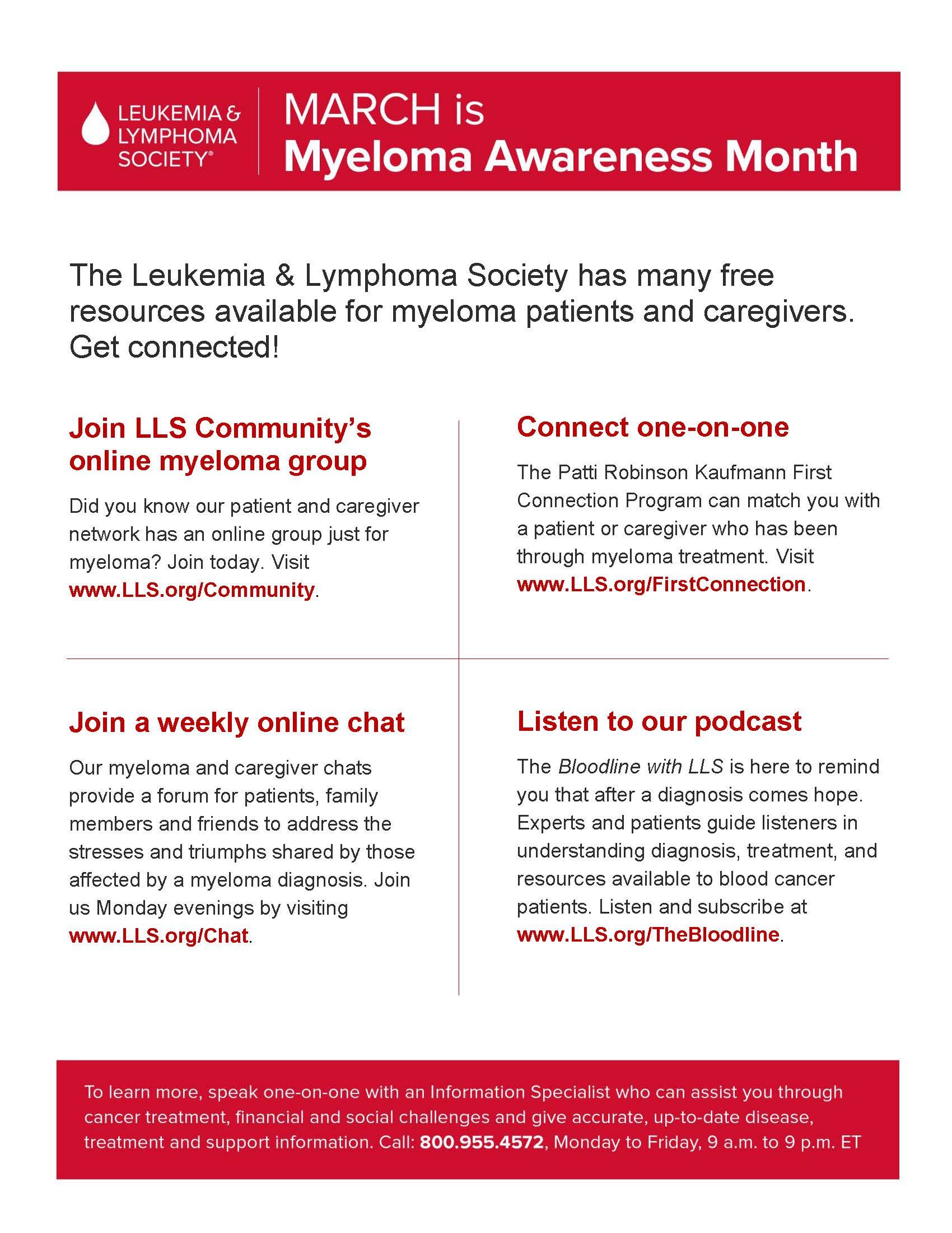 march is myeloma awareness month leukemia and lymphoma society leukemia month