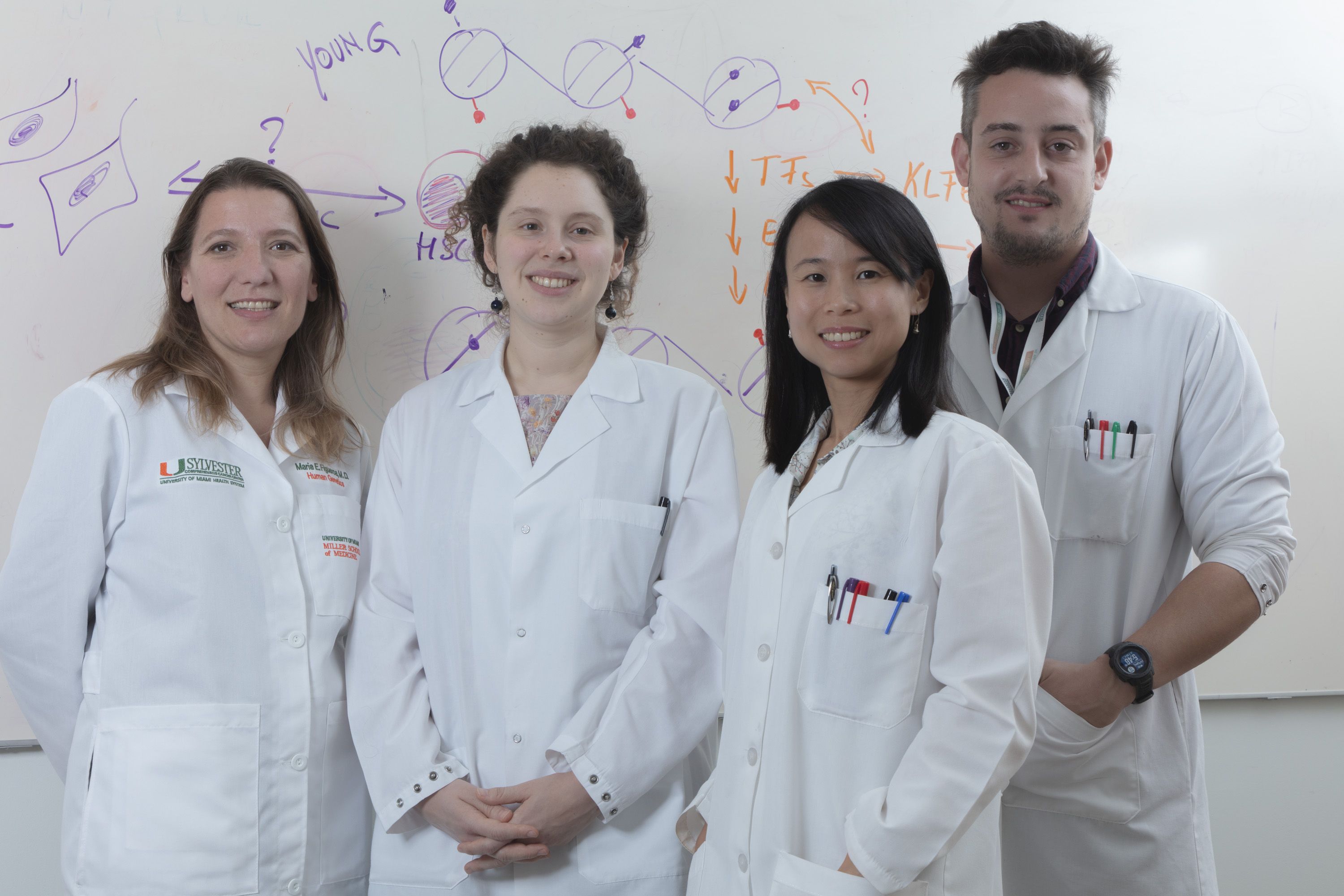 From left to right: Maria Figueroa, Emmalee Adelman, and second authors Emily (Hsuan-Ting) Huang and Alejandro Roisman.