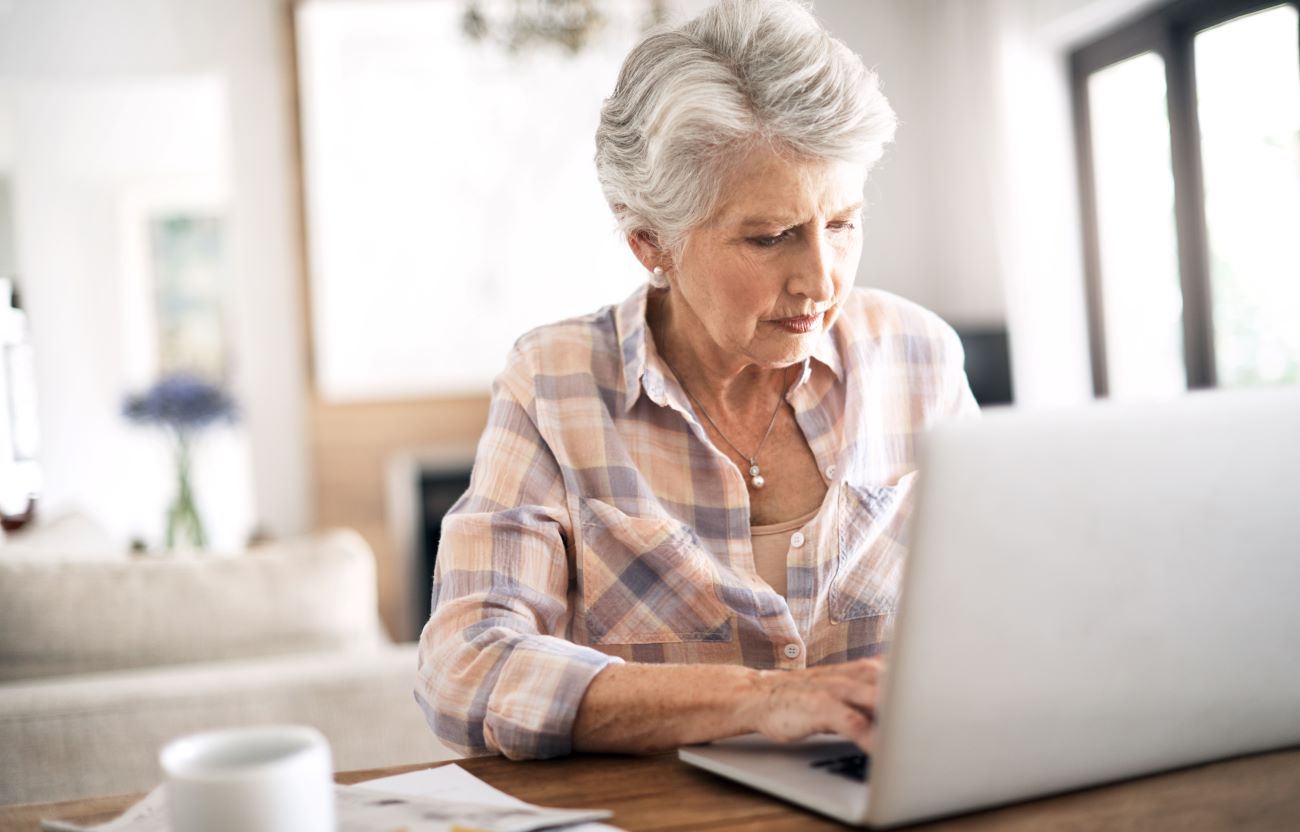 Woman watching webcast