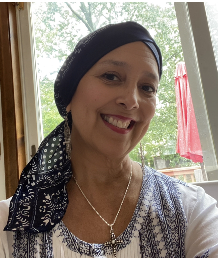 primary mediastinal B-cell lymphoma (PMBL) woman with head wrap