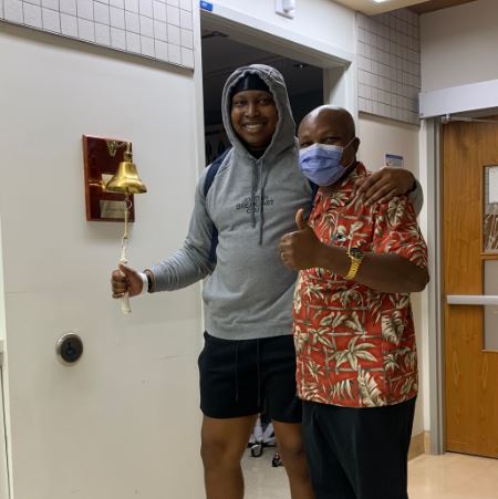 Hodgkin lymphoma, man, black, ringing bell