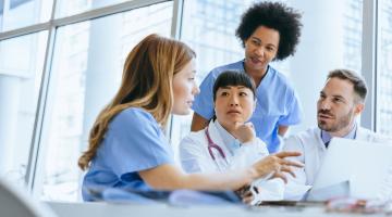 Healthcare professionals having a discussion