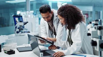 Doctors and researchers in a lab