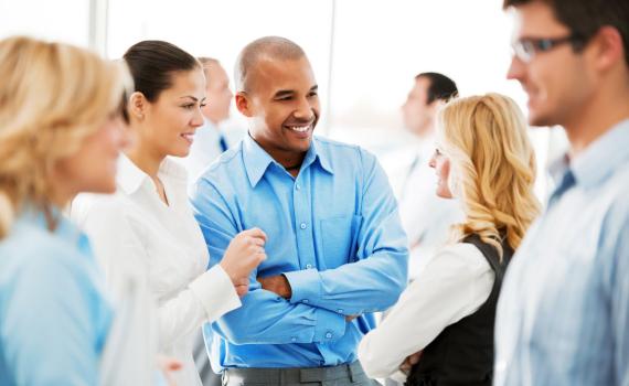 Healthcare professionals having a discussion
