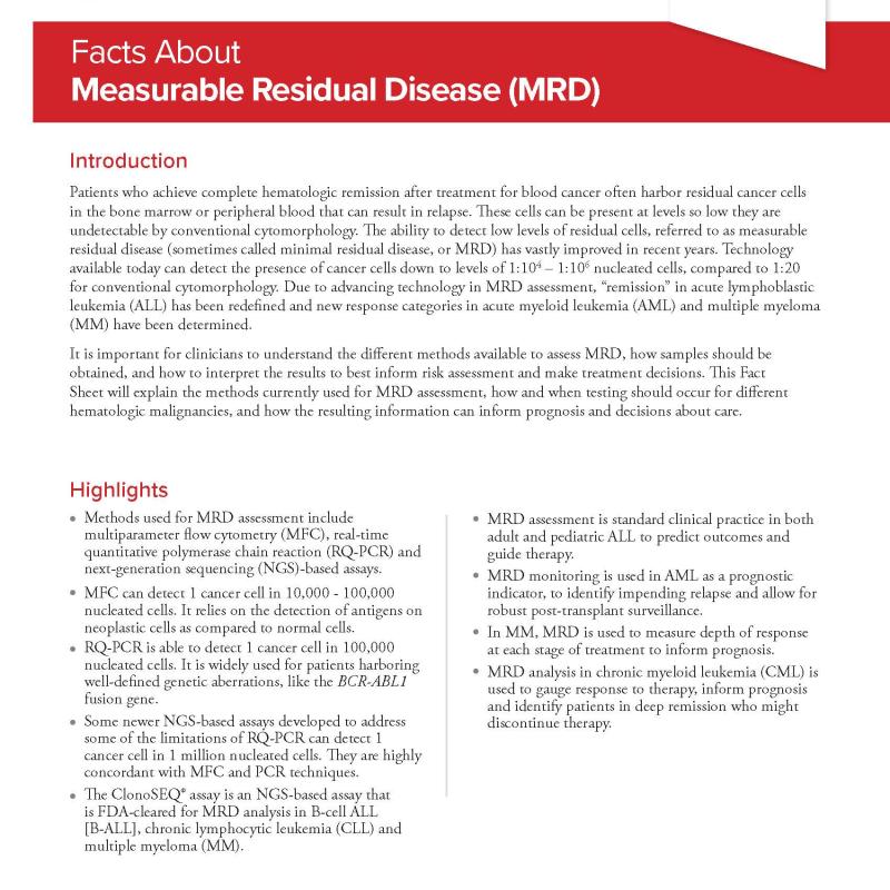 Facts About Measurable Residual Disease (MRD)