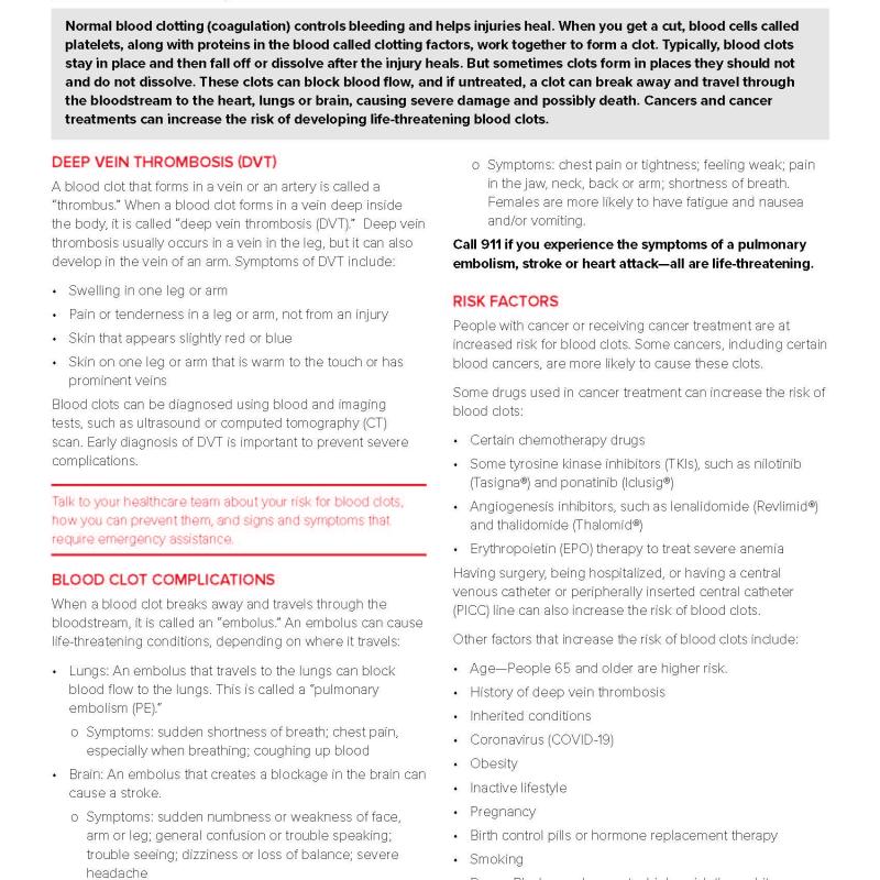 Side-Effect Management: Managing Blood Clots and Deep Vein Thrombosis (DVT)