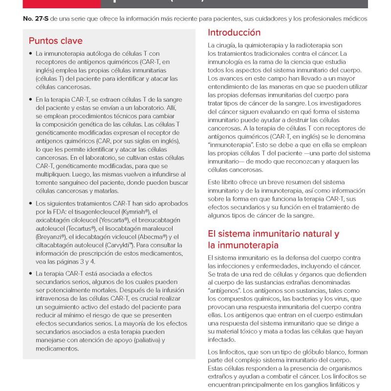 Terapia de células T con receptores de antígenos quiméricos