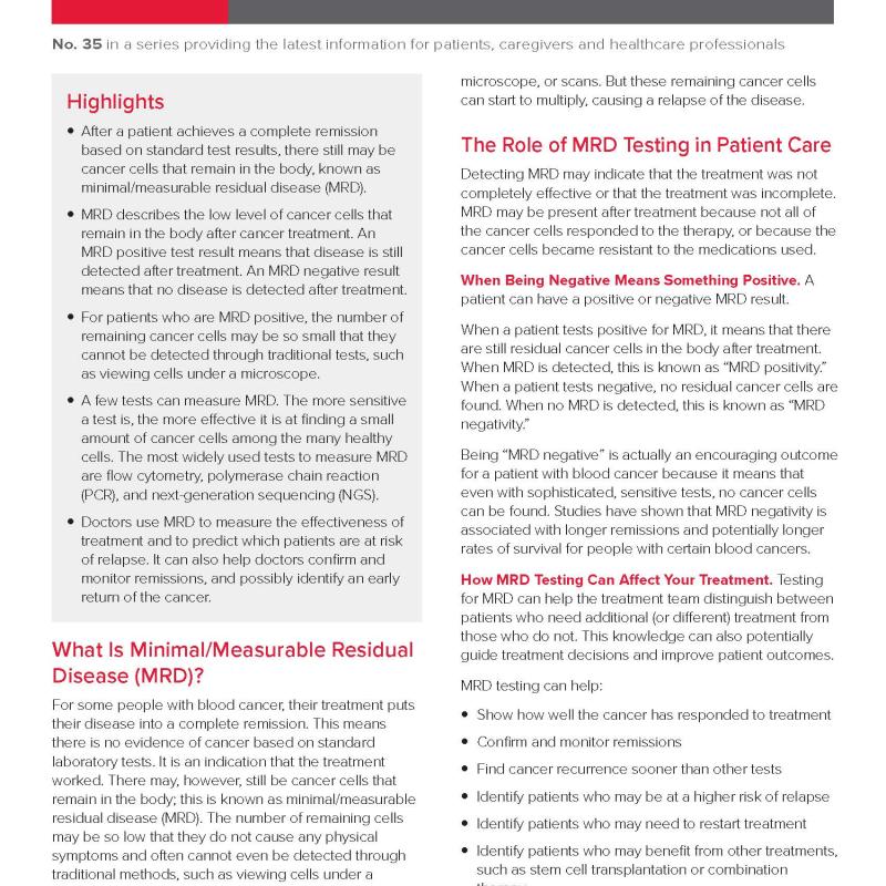 Minimal/Measurable Residual Disease (MRD)