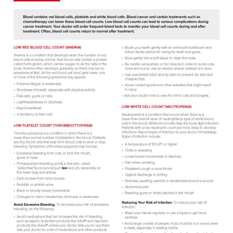 Side-Effect Management: Managing Low Blood Cell Counts