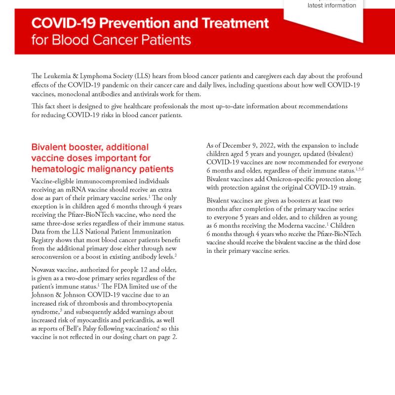 COVID-19 Prevention and Treatment for Blood Cancer Patients