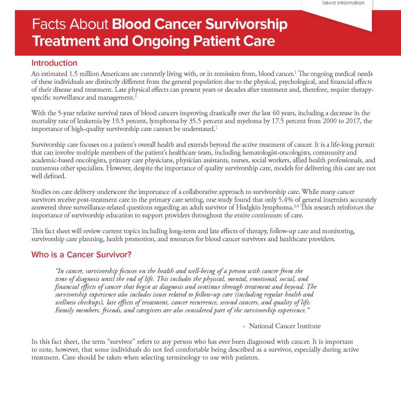 Facts About Blood Cancer Survivorship Treatment and Ongoing Patient Care