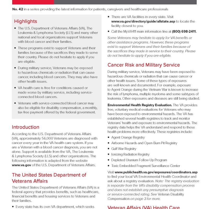 Veterans and Blood Cancer: Resources and Support