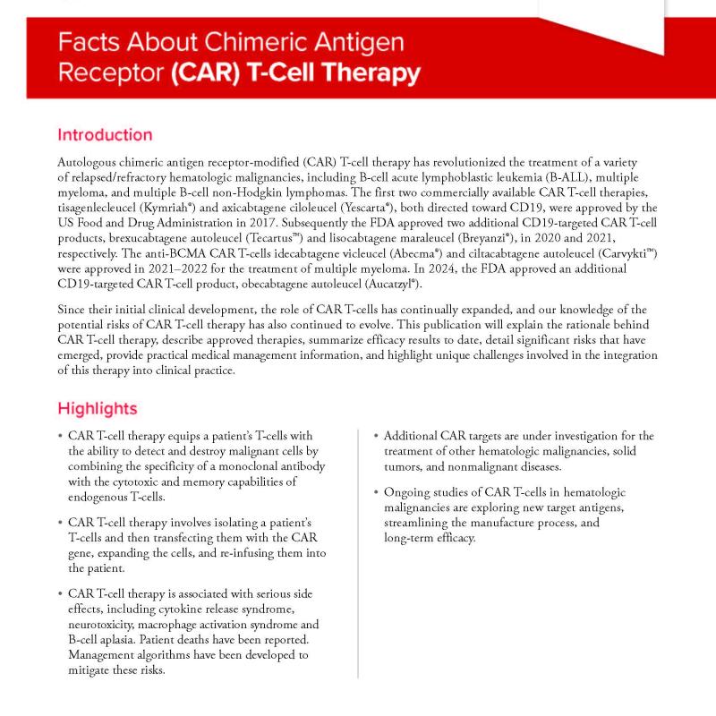 Facts About Chimeric Antigen Receptor (CAR) T-Cell Therapy
