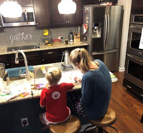 mom and daughter in kitchen