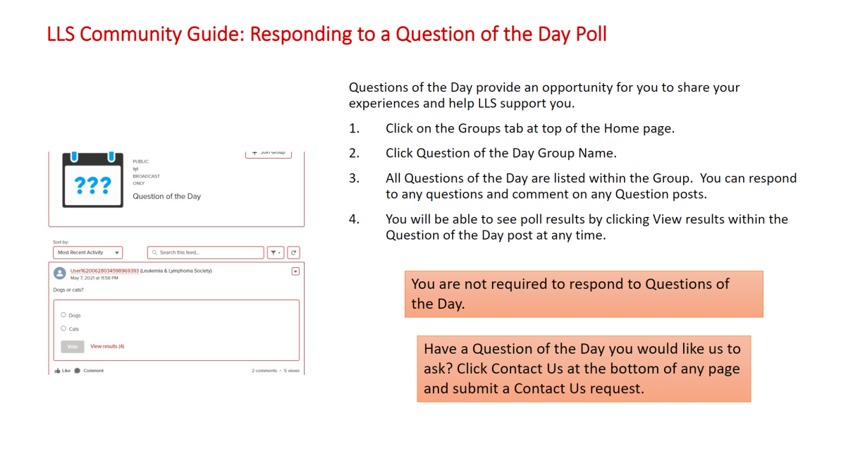 LLS Community Guide: Responding to a Question of the Day Poll​