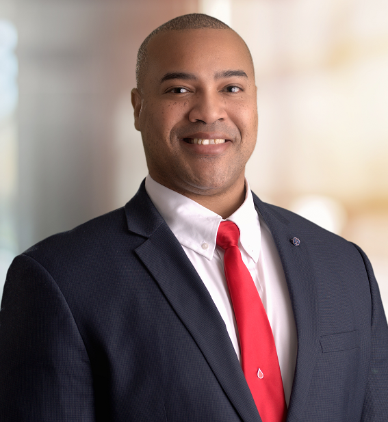 A man with red tie