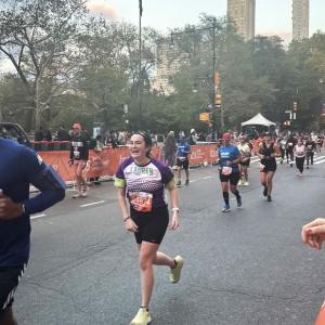 young white woman running team in training
