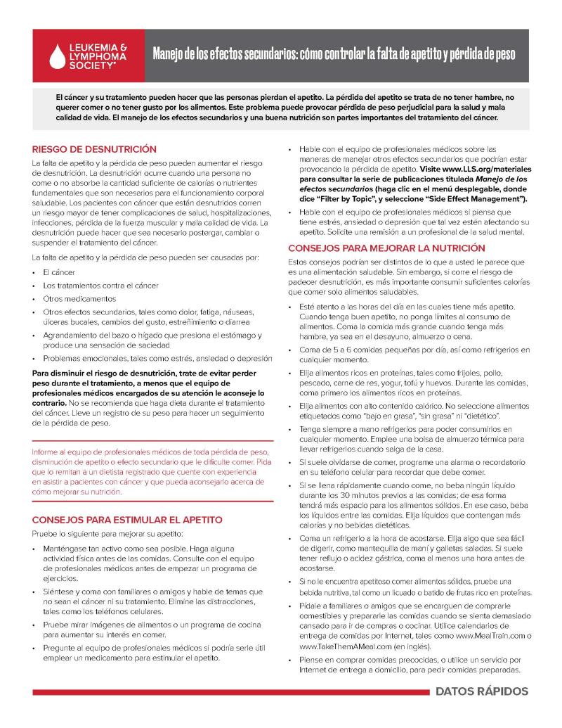 Manejo de los efectos secundarios: cómo controlar la falta de apetito y pérdida de peso