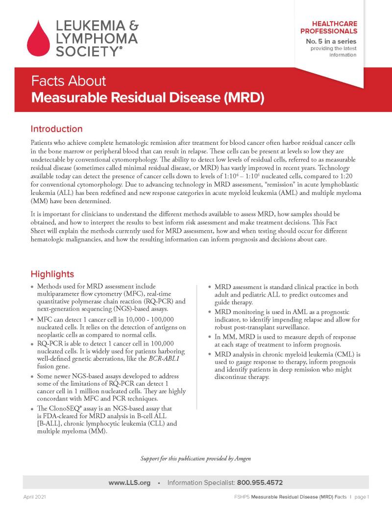 Facts About Measurable Residual Disease (MRD)