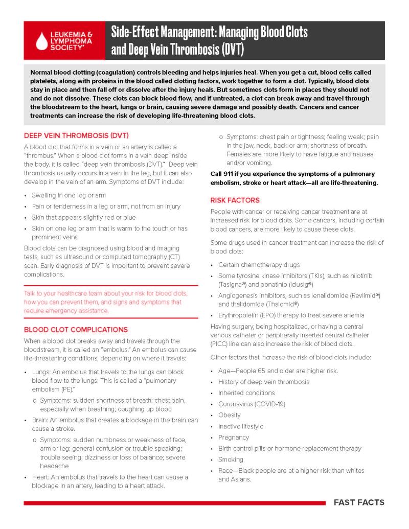 Side-Effect Management: Managing Blood Clots and Deep Vein Thrombosis (DVT)