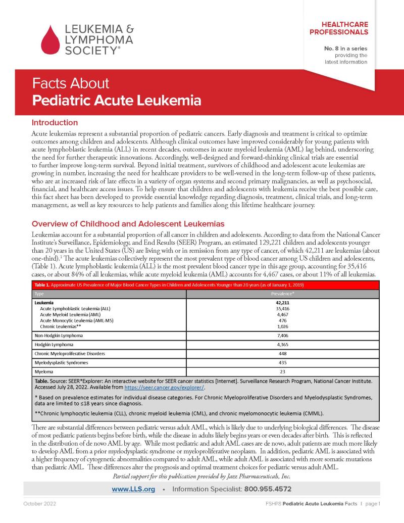 Facts About Pediatric Acute Leukemia