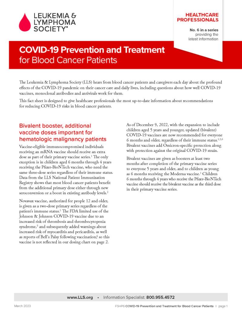 COVID-19 Prevention and Treatment for Blood Cancer Patients
