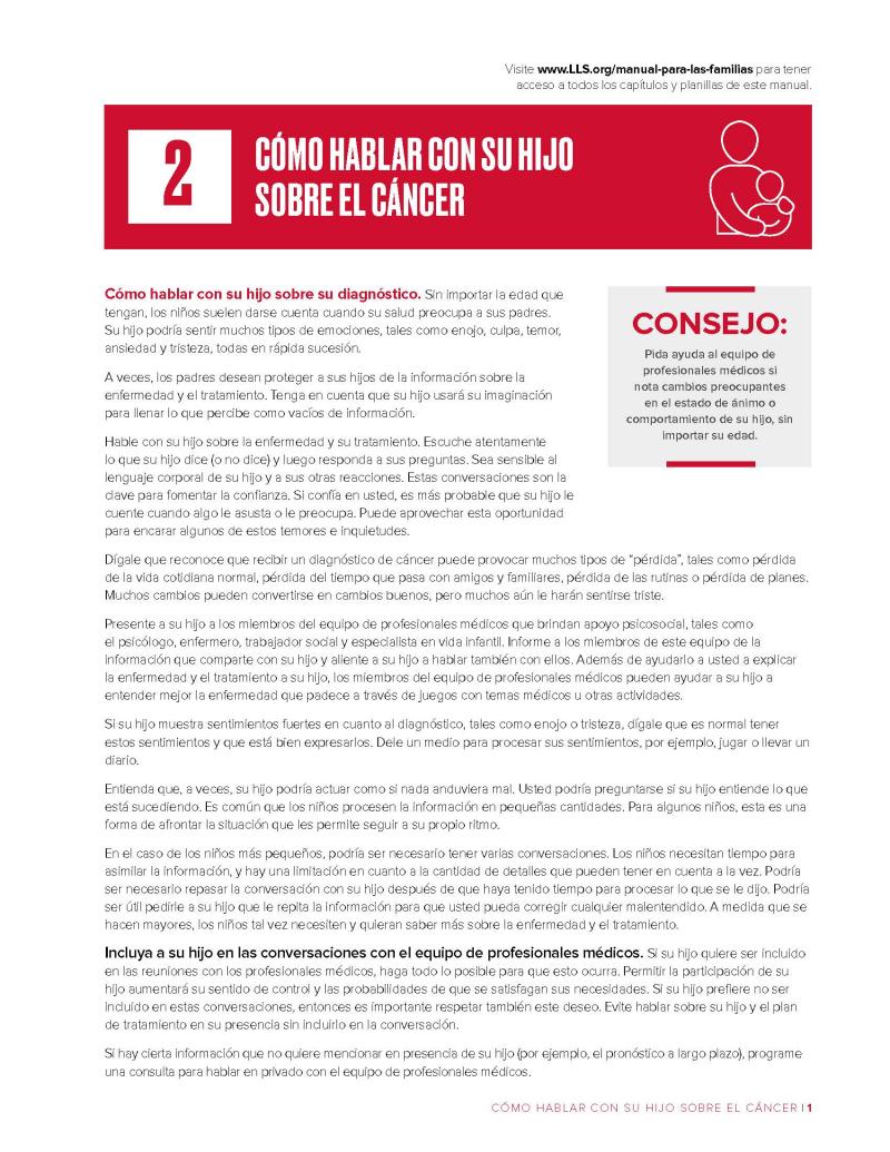 Capítulo 2: Cómo hablar con su hijo sobre el cáncer