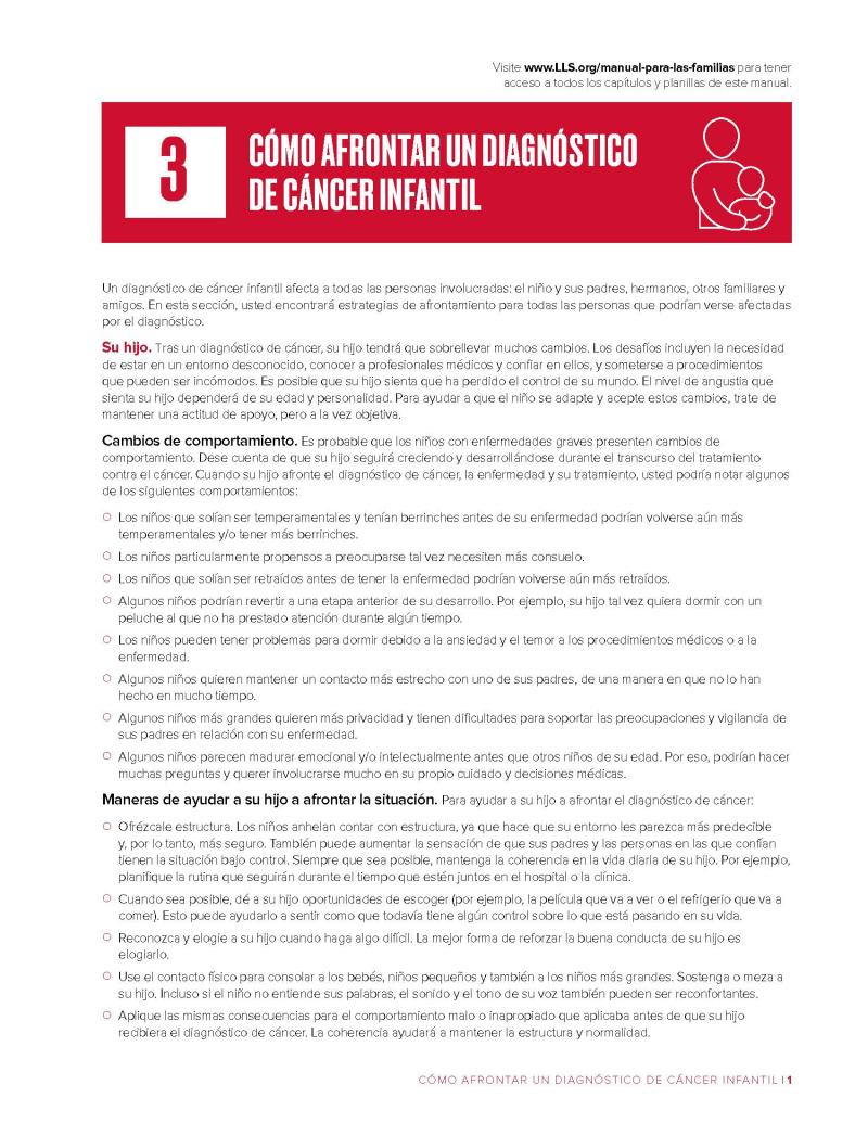 Capítulo 3: Cómo afrontar un diagnóstico de cáncer infantil