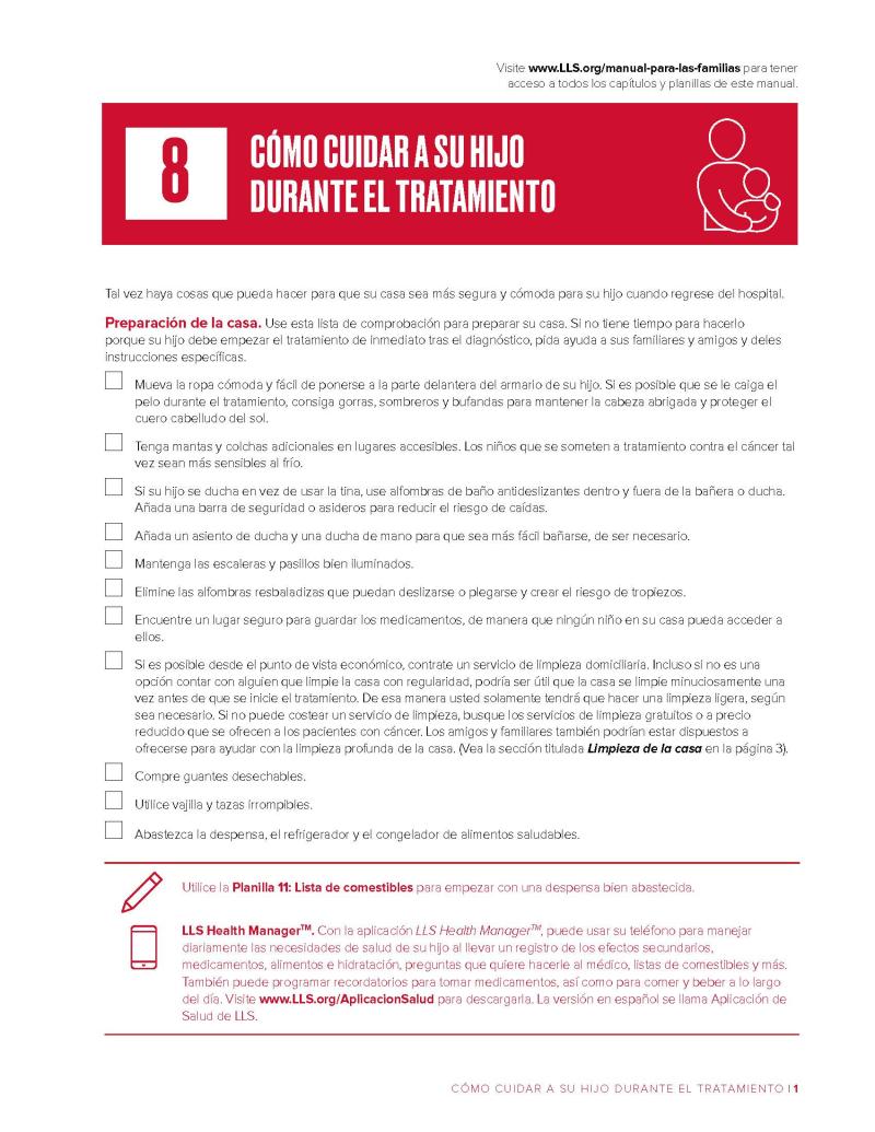 Capítulo 8: Cómo cuidar a su hijo durante el tratamiento