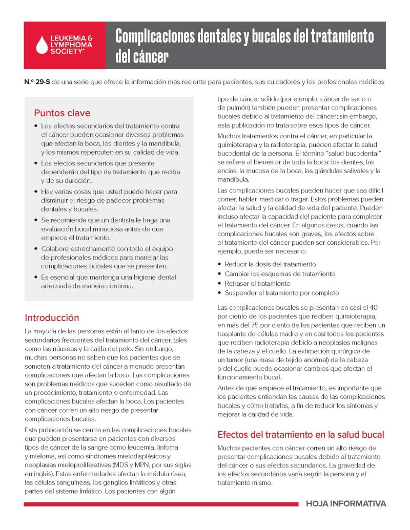 Complicaciones dentales y bucales del tratamiento del cáncer