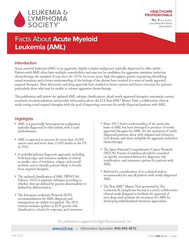 Facts About Acute Myeloid Leukemia (AML)