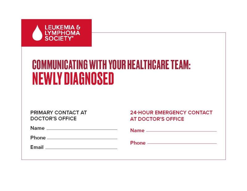 Communicating With Your Healthcare Team: Newly Diagnosed (Card)