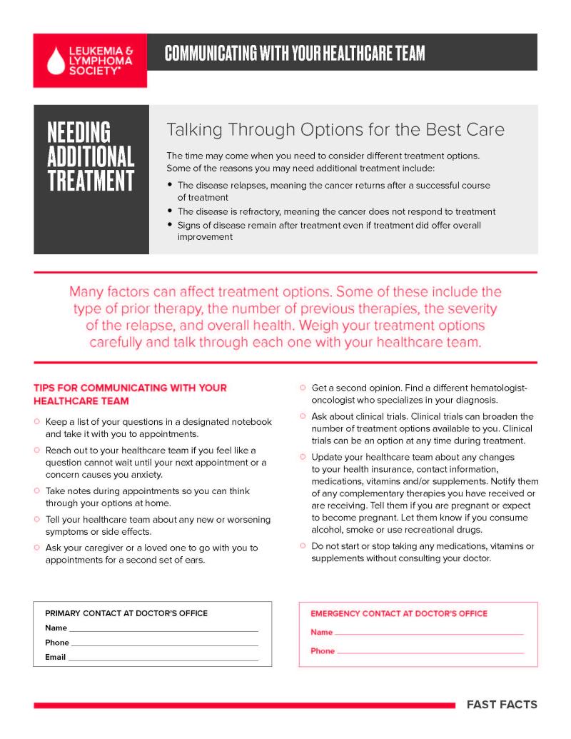 Communicating With Your Healthcare Team: Needing Additional Treatment