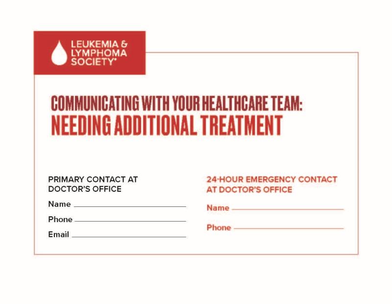 Communicating With Your Healthcare Team: Needing Additional Treatment (Card)