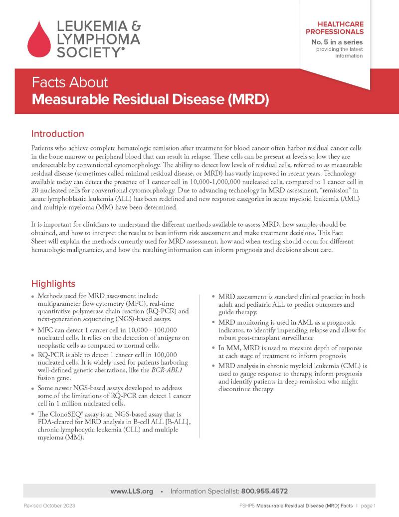 Facts About Measurable Residual Disease (MRD)