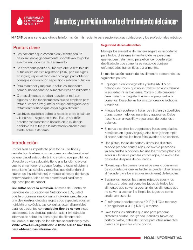 Alimentos y nutrición durante el tratamiento del cáncer