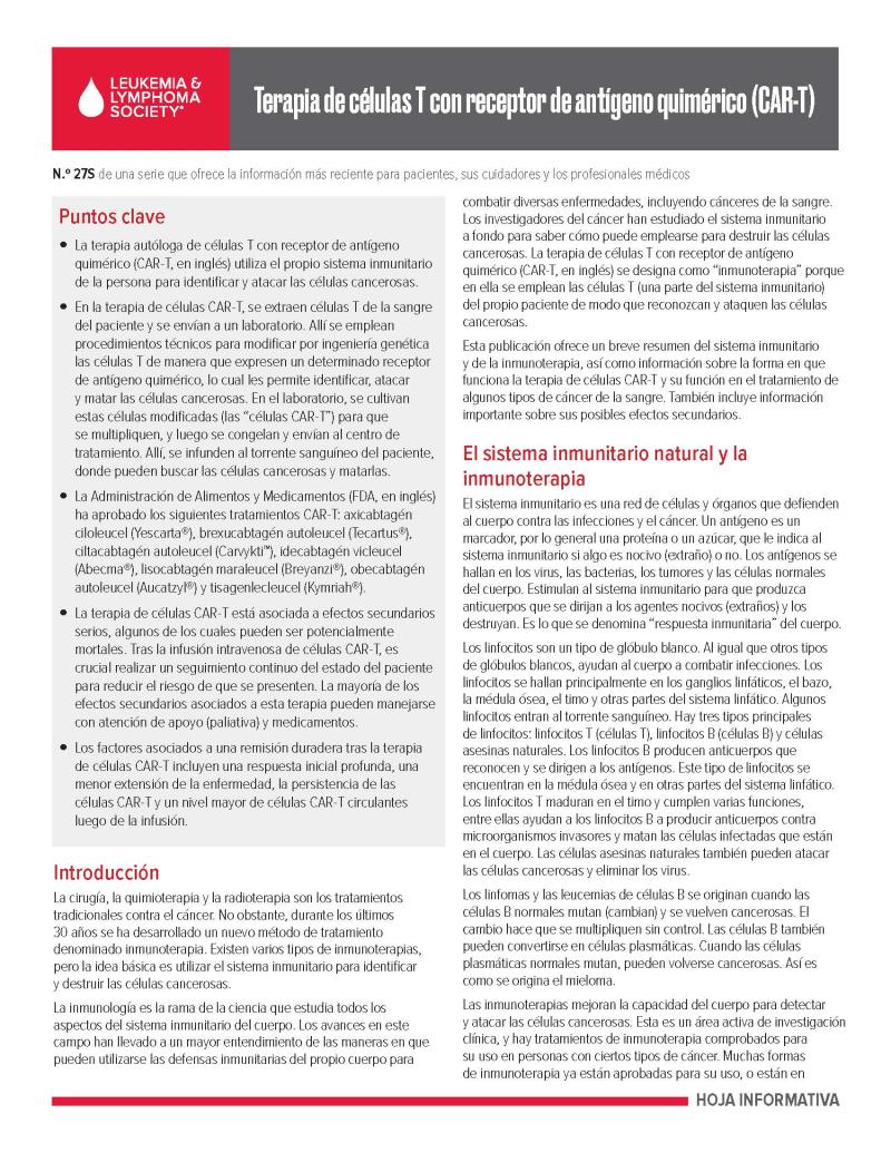 Terapia de células T con receptor de antígeno quimérico (CAR-T)