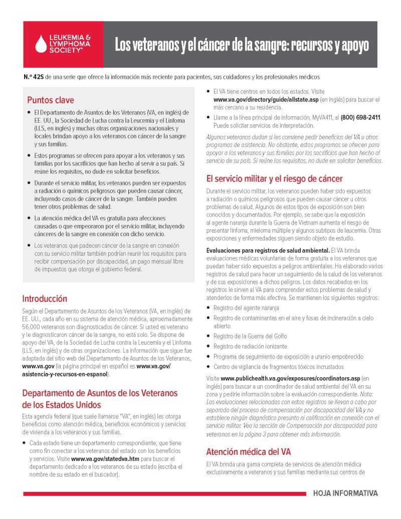 Los veteranos y el cáncer de la sangre: recursos y apoyo