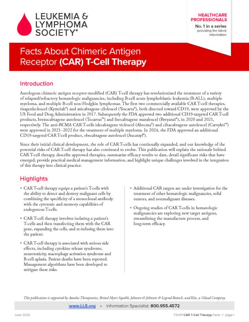 Facts About Chimeric Antigen Receptor (CAR) T-Cell Therapy