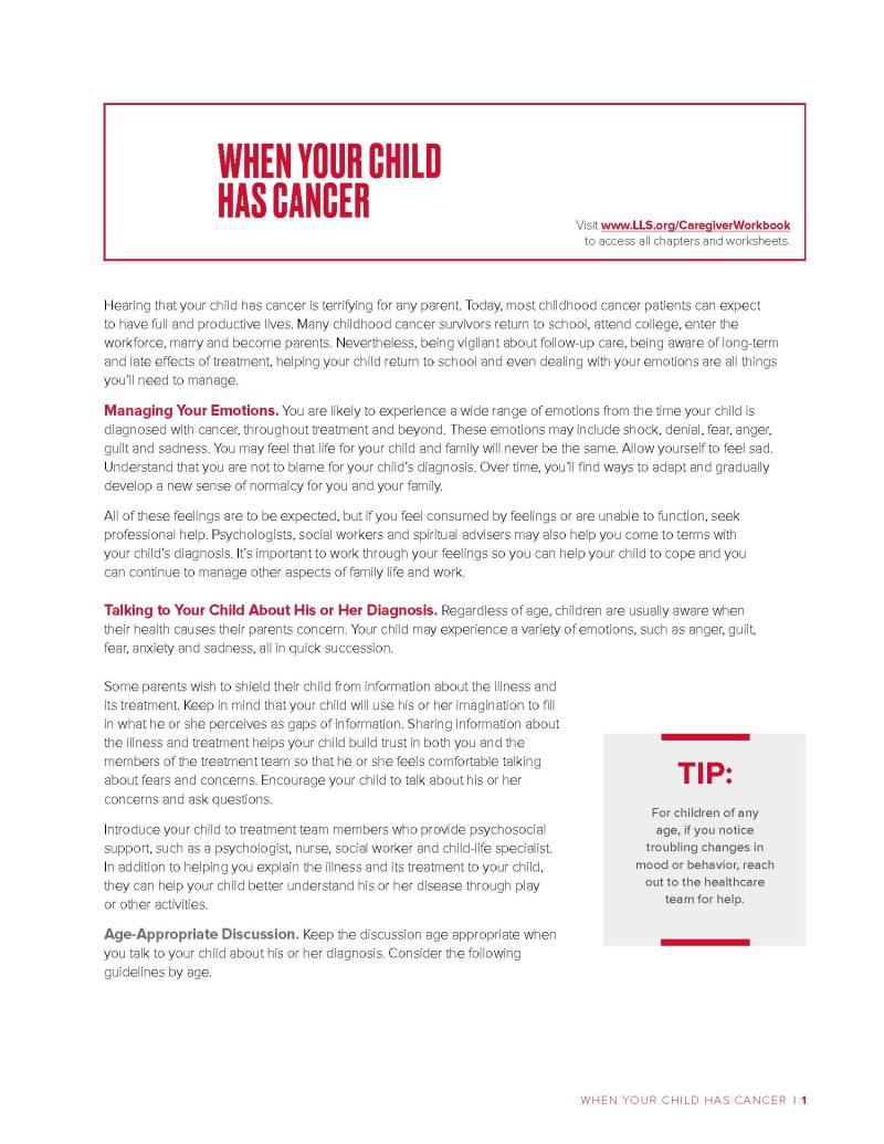When Your Child Has Cancer | Leukemia And Lymphoma Society