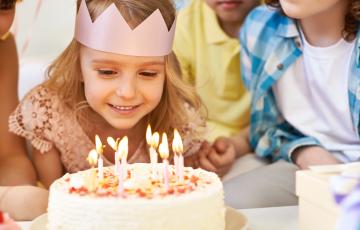 Birthday girl blowing out candles